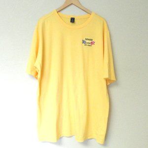 1990s Vintage Land's End yellow embroidered pit crew car racing men's tall XL
